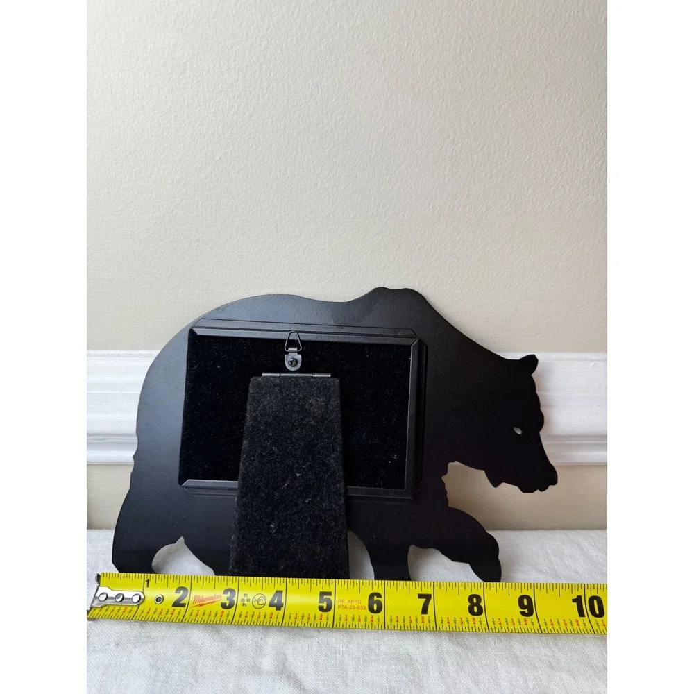 Vintage Black Metal Bear Silhouette Photo Frame 4x6 Rustic Lodge Cabin Decor